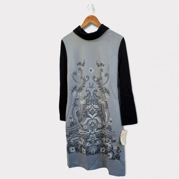 Vintage‎ 1970s Palisade Double Knit Polyester Dress Gray Black Print Belt Sz 18‌ - Picture 5 of 12